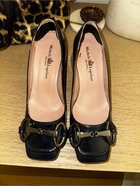 Michele Lopriore Milano Navy Patent  Buckle Heels